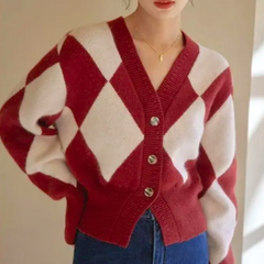 Knit red cardigan