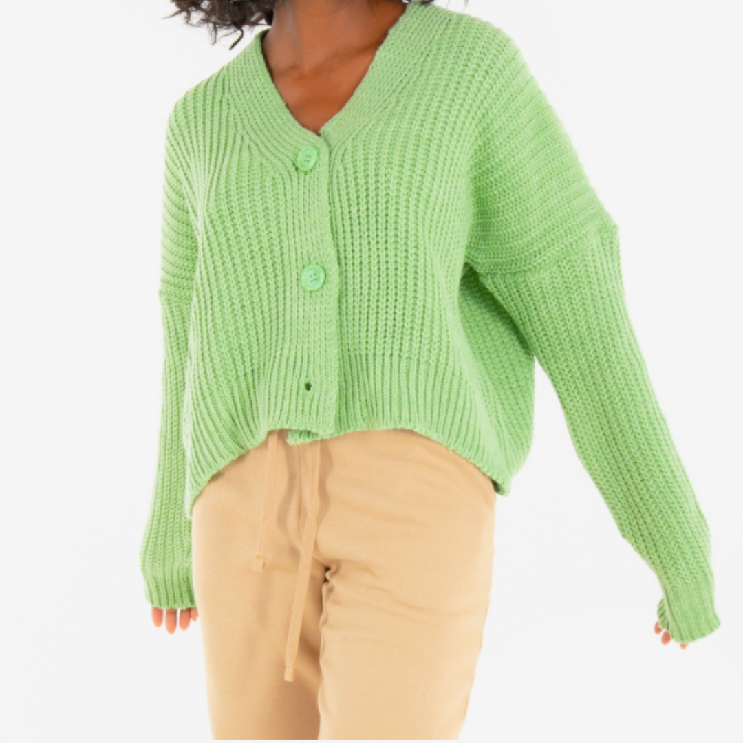 Knit cardigan with toned button