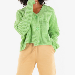 Knit cardigan with toned button