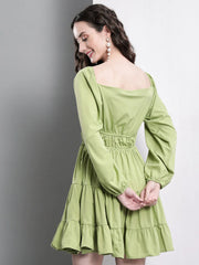 Women Fit and Flare Green Dress