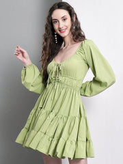 Women Fit and Flare Green Dress