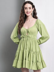 Women Fit and Flare Green Dress