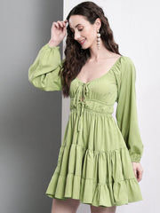 Women Fit and Flare Green Dress