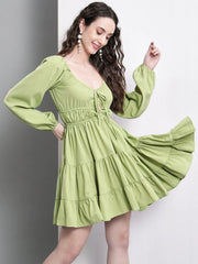 Women Fit and Flare Green Dress