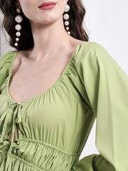 Women Fit and Flare Green Dress