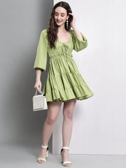 Women Fit and Flare Green Dress