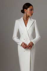 White Pencil Cut Coat Dress