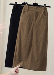 Corduroy belt skirt