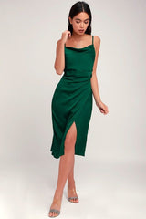 Satin Side Overlap Dress