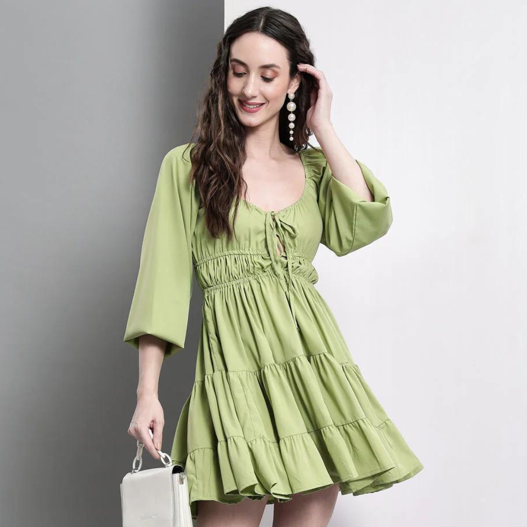 Women Fit and Flare Green Dress