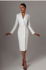 White Pencil Cut Coat Dress