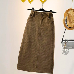 Corduroy belt skirt