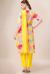 Kurta set with palazzo and plain dupatta