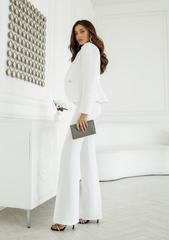 White blazer with pant co-ord set