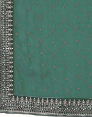 Green Printed A-Line Kurti With Pant And Dupatta