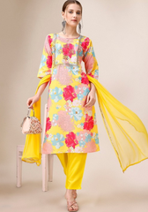 Kurta set with palazzo and plain dupatta