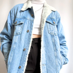 Faux fur denim jacket