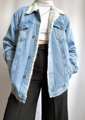 Faux fur denim jacket