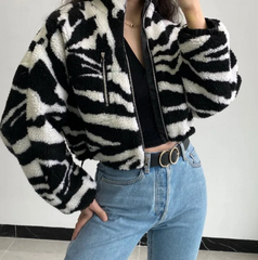 Quilted faux fur coat