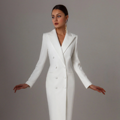 White Pencil Cut Coat Dress